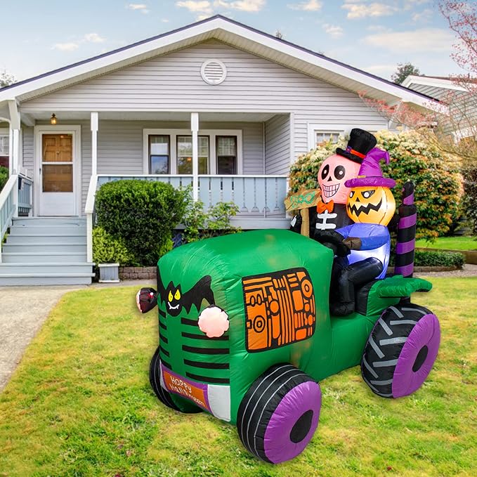 5.5Ft Long Halloween Inflatable Ghost Tractor Decoration by VIKIMORA