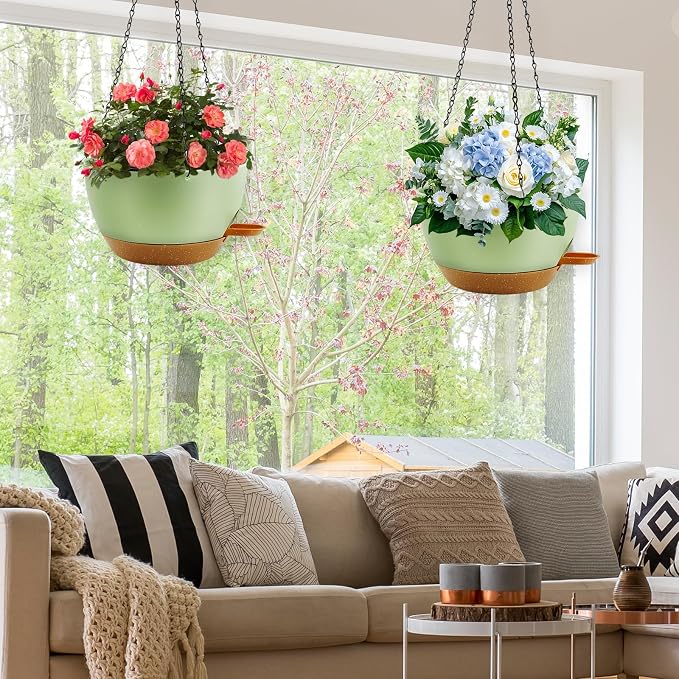 12 inch Hanging Planters for Indoor Plants, 2 Pack Self-Watering Hanging - Image 2