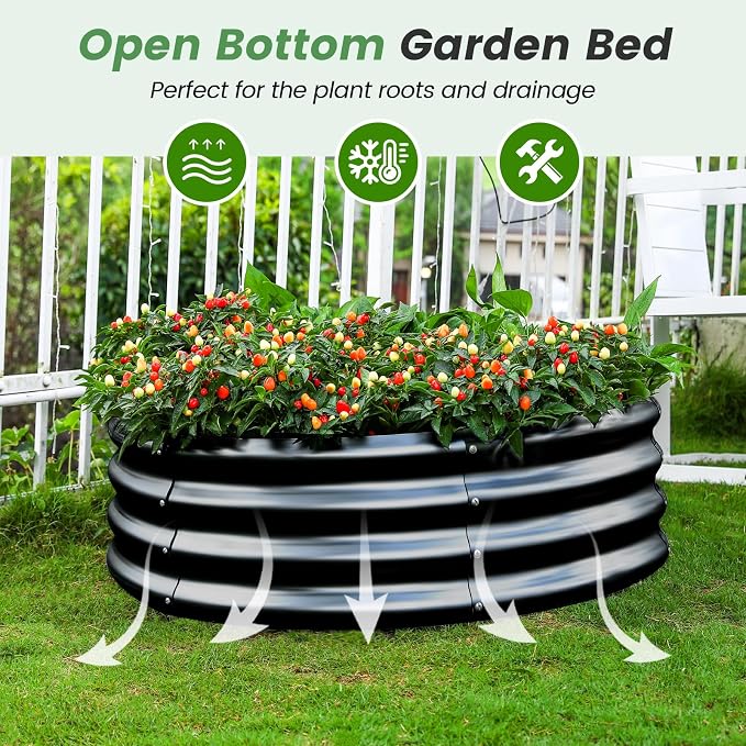 Land Guard 3×3×1ft Galvanized Raised Garden Bed Kit, Round Galvanized Planter - Image 5