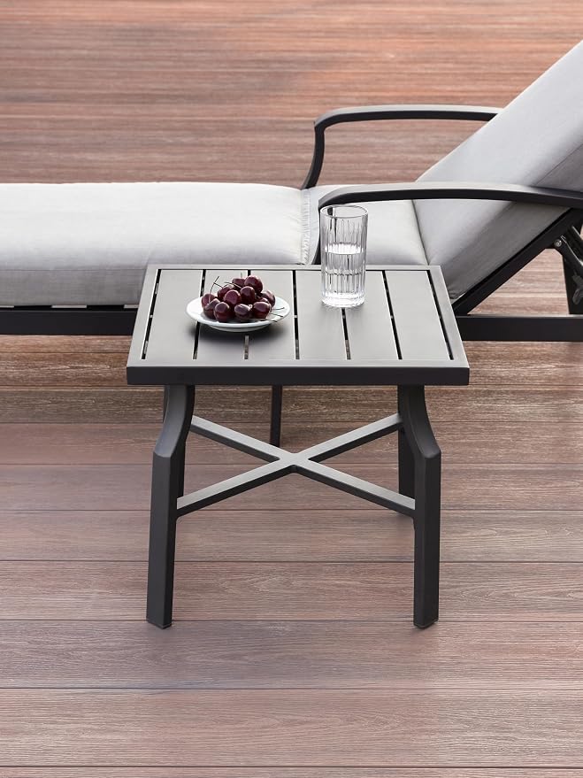 Patio Side Table, Aluminum Outdoor Pool Side Table - Image 4