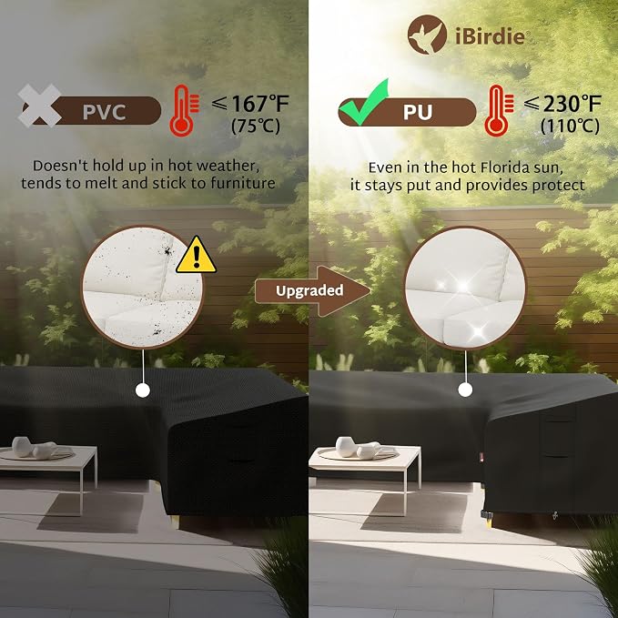 iBirdie Outdoor Sectional Cover fit 130" x 130", Waterproof Weatherproof 600D - Image 6