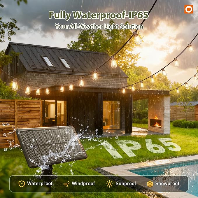 addlon 33 FT Solar String Lights Waterproof, Patio Light Solar Powered - Image 4