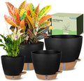 Self-Watering Pots for Indoor Plants 4 Pack, 6/8/10/12 Inch Outdoor Planters by GOPROAUTO