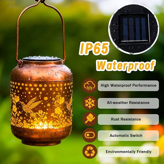 Gifts for Women Mom Grandma, Hummingbird Solar Lanterns Outdoor Waterproof - Image 2