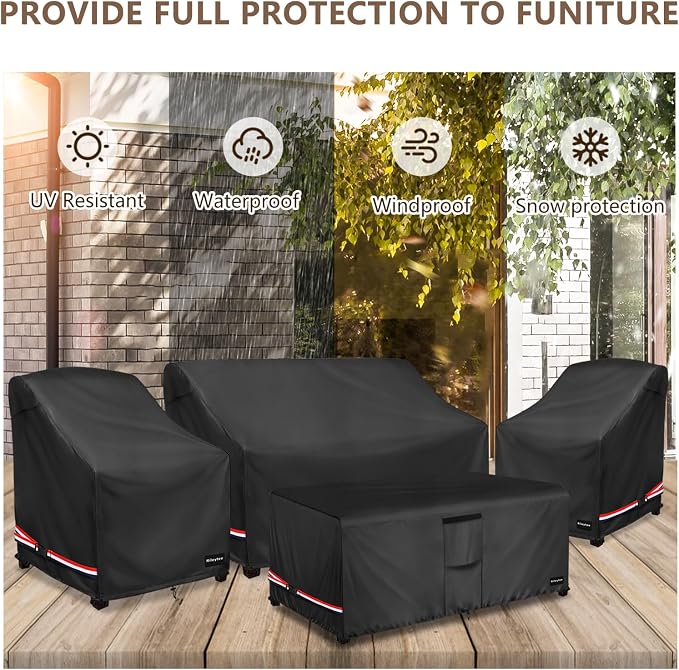 Rileytee Patio Furniture Set Covers, Fit Patio Loveseat, Chair and Coffee Table - Image 7