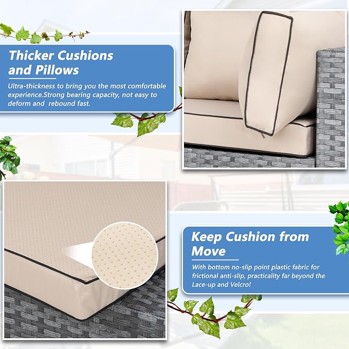 Shintenchi 5 Pieces Outdoor Patio Furniture Sets, Patio Sectional Sofa Couch - Image 5