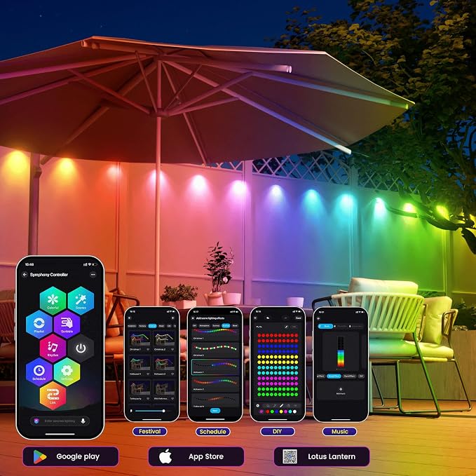 Fitop Permanent Outdoor Lights, 150FT RGB Waterproof LED Lights - Image 5