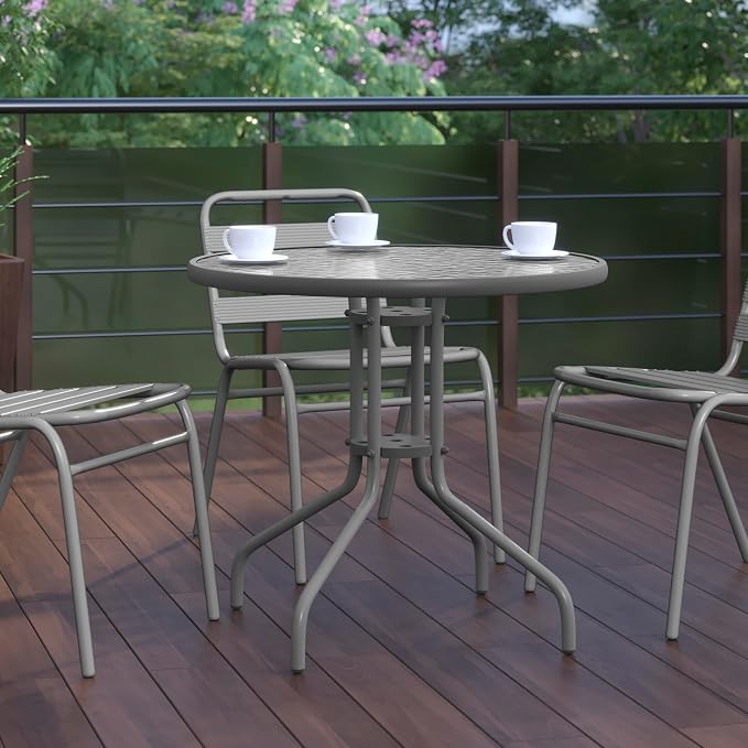 Flash Furniture Bellamy 31.5'' Round Indoor/Outdoor Tempered Glass Metal Frame - Image 6