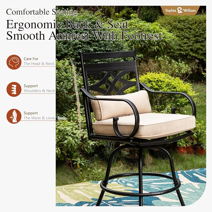 Sophia & William 7-Piece Outdoor Bar Set, Bar Height Patio Table and Chairs - Image 4
