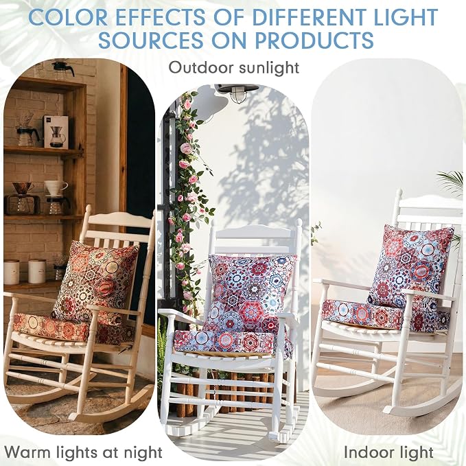 Hoteam 4 Set Outdoor Chair Patio Cushions 20 x 20 Inch Deep Seat Waterproof - Image 3