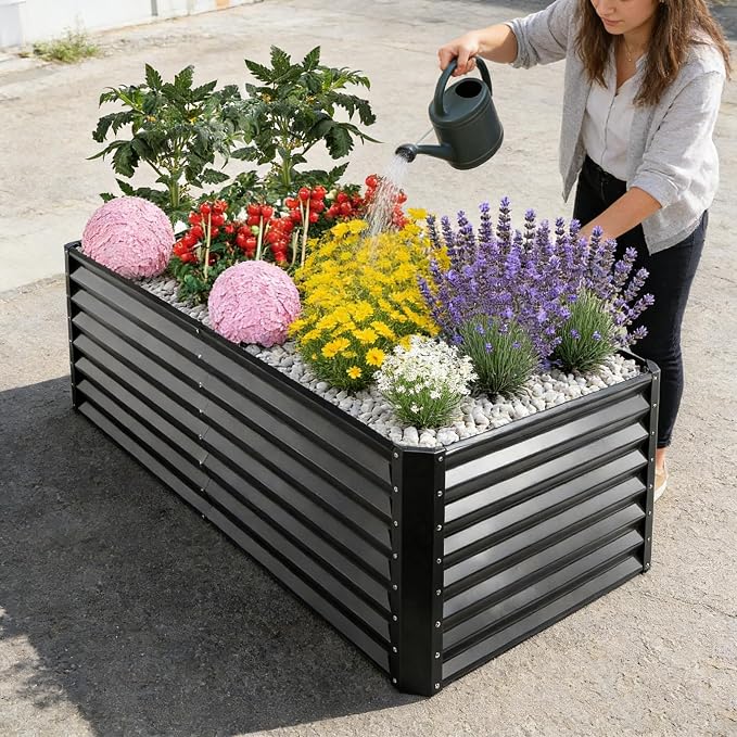GARDMAX 6x3x1FT Raised Garden Bed Kit, Metal Planter Boxes Outdoor - Image 9