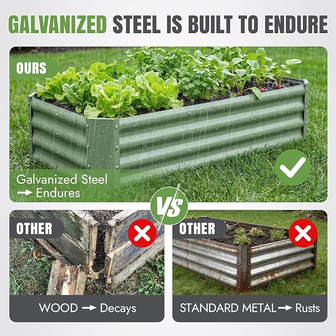 INNO STAGE 2 Pcs 4×2×1ft Galvanized Raised Garden Bed Kit, Galvanized Planter - Image 3