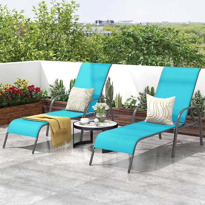 Giantex 2 Pack Patio Lounge Chair, Outdoor Chaise Lounge - Image 2