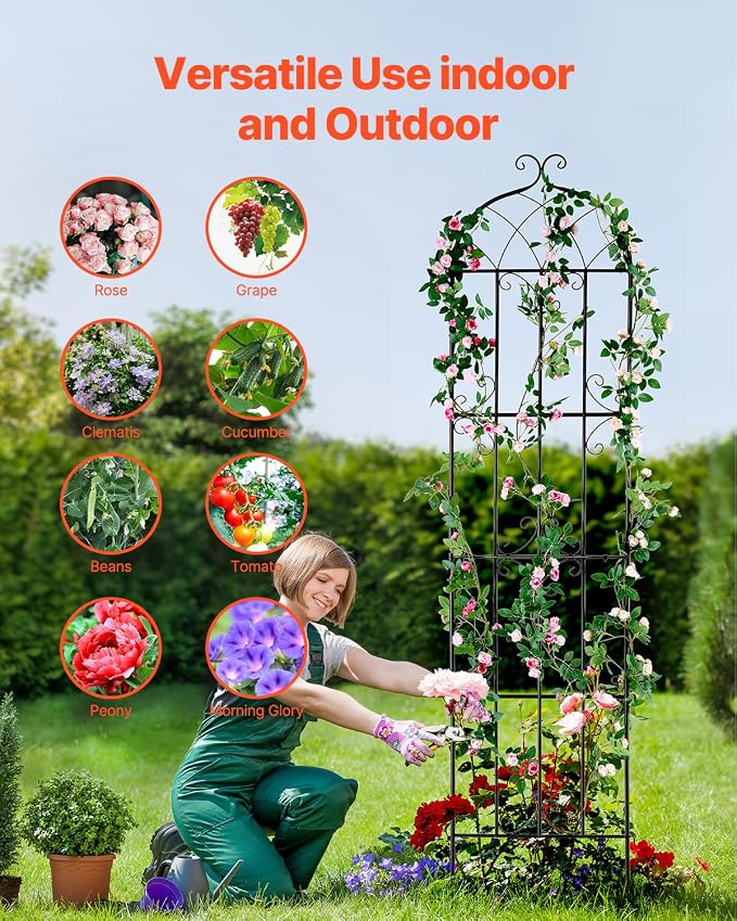 VEVOR Garden Trellis for Climbing Plants, 87 x 20 in, 4 Packs Rustproof Metal - Image 4