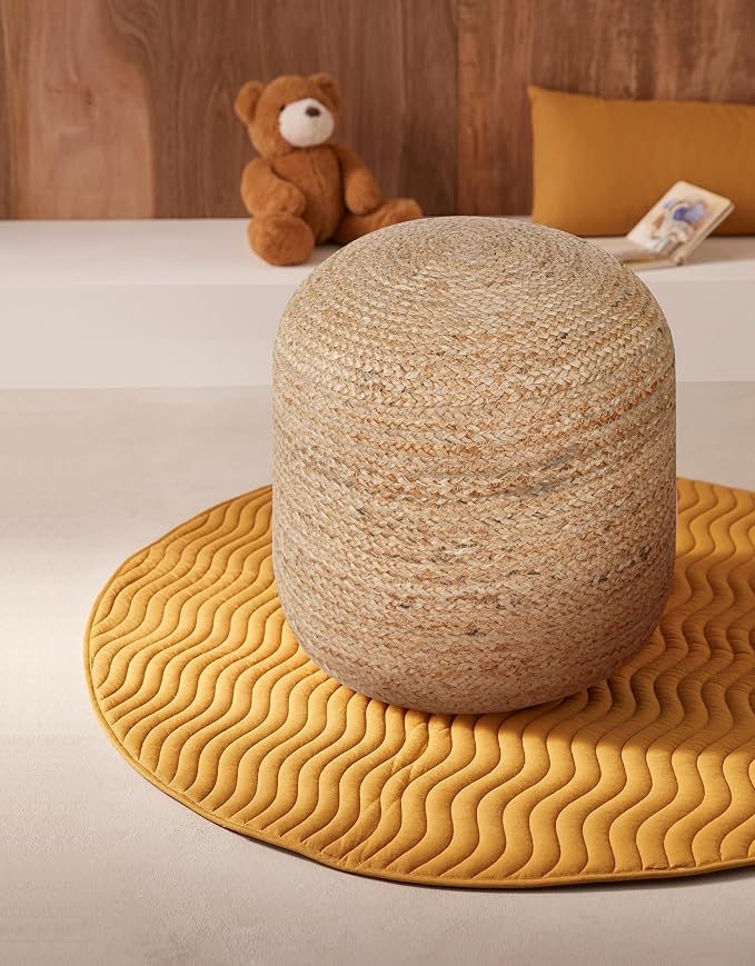 Palisa Round Ottoman Pouf Handmade Cotton Knitted Poof Bean Bag Filling | Boho - Image 4
