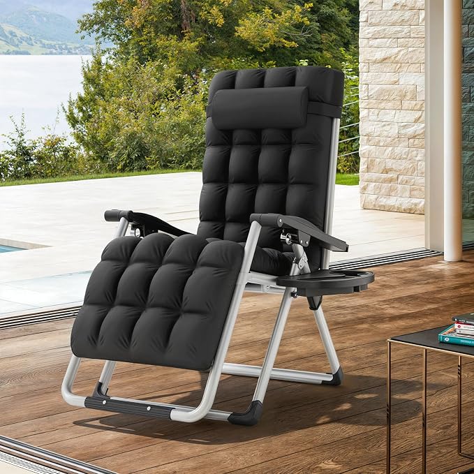 MoNiBloom Reinforced Zero Gravity Chair, Folding Pool Beach Lounger, Portable - Image 2
