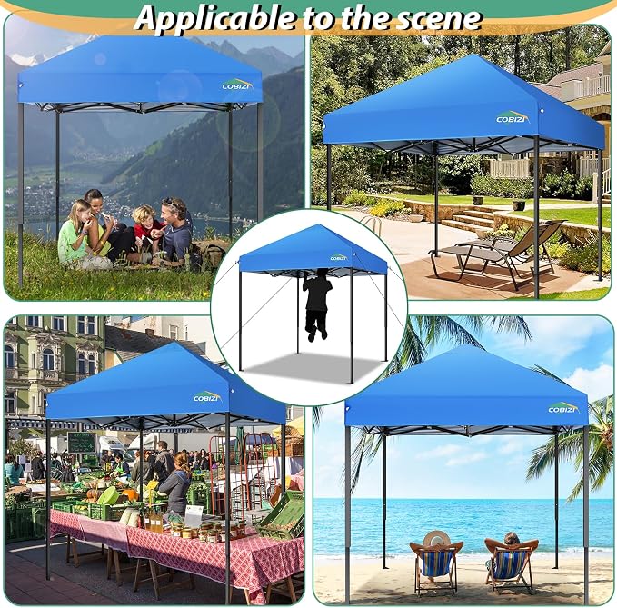 COBIZI 6.6x6.6ft Pop Up Canopy Tent, Heavy Duty Canopy Easy Set up All Weather - Image 2