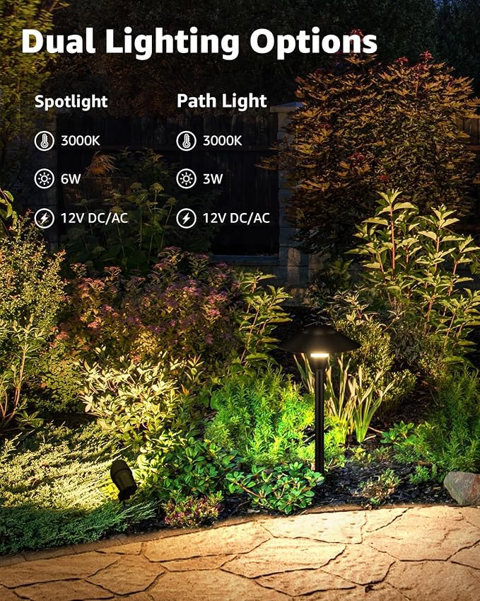 SUNVIE All-in-ONE Landscape Lighting Kit 6-Pack LED Outdoor Pathway Lights - Image 2