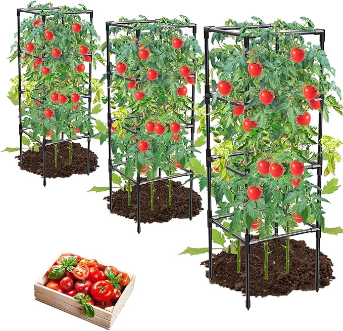3 Pack Tomato Cages, Square Tomato Plant Stakes Support Cages Trellis by MQHUAYU