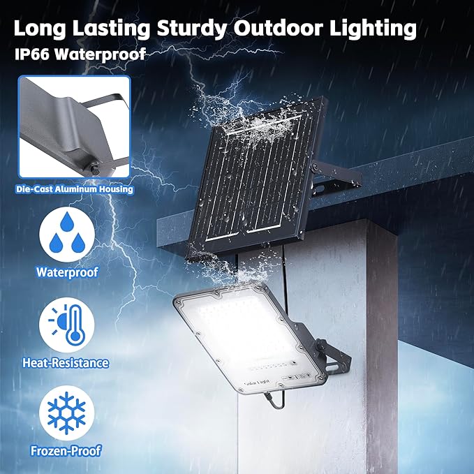 100W Solar Flood Light Outdoor Waterproof, 24000LM 6500K LED Solar Street Light - Image 3