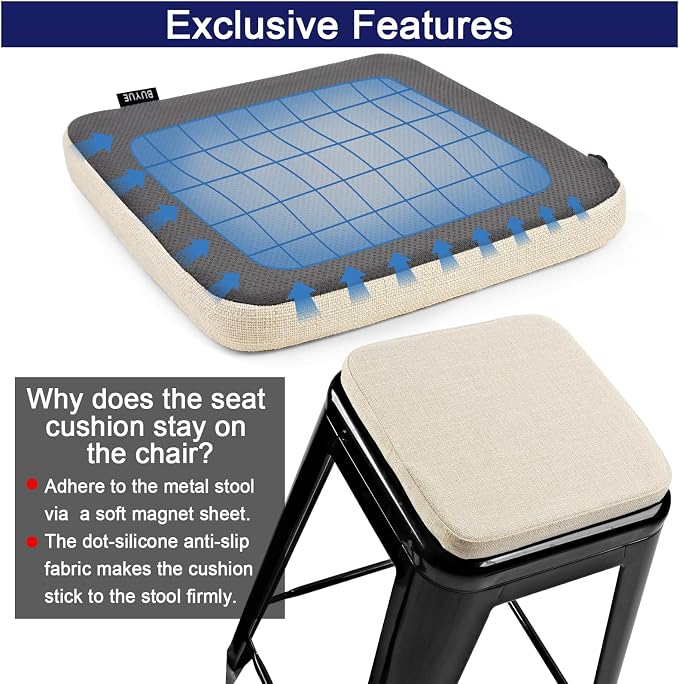 BUYUE Friendly Woven Fabric Magnetic Bar Stool Cushion 1 Piece, Enhanced - Image 6
