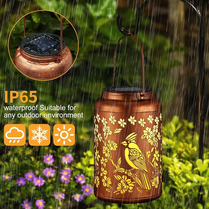 Red Bird Solar Lanterns Outdoor Waterproof Garden Decor Birthday Gifts - Image 3