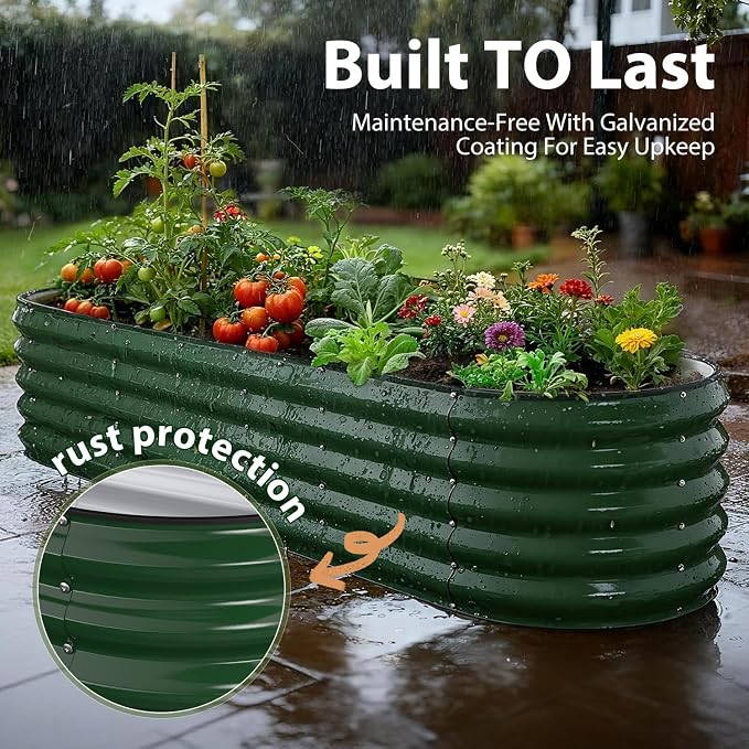 8x2x1.5 ft Galvanized Steel Raised Garden Bed, Raised Garden Bed Kit, - Image 5