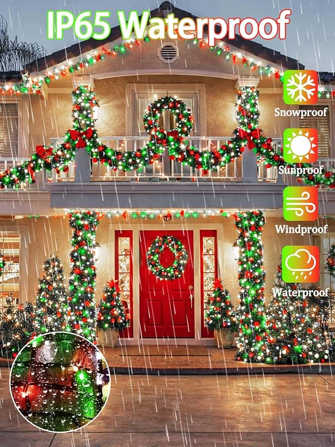 4 Pack 180FT Solar Christmas Lights Outdoor Waterproof, Super Bright 320 LED - Image 4