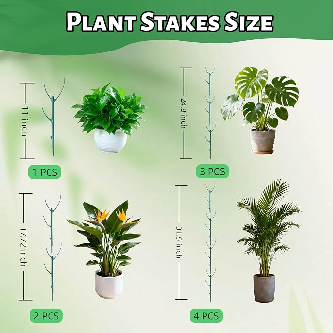 10 Pack Adjustable Plant Support Stakes, Stackable Plant Support Pole - Image 3