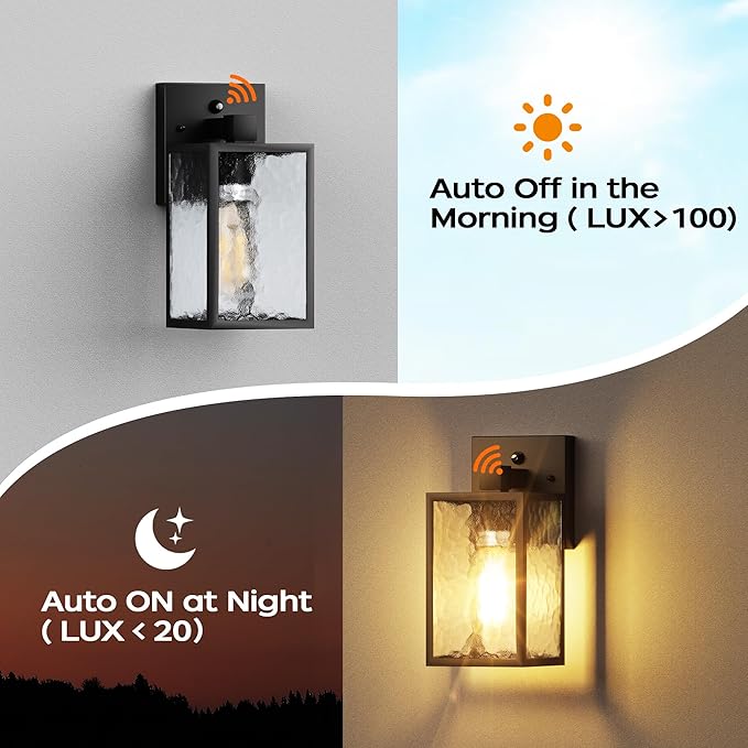 WIHTU Dusk to Dawn Outdoor Lighting Fixtures, Sensor Wall Sconce Lamp, - Image 2