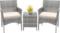 Devoko 3 Pieces Patio Furniture Sets Clearance PE Rattan Wicker Chairs by DEVOKO