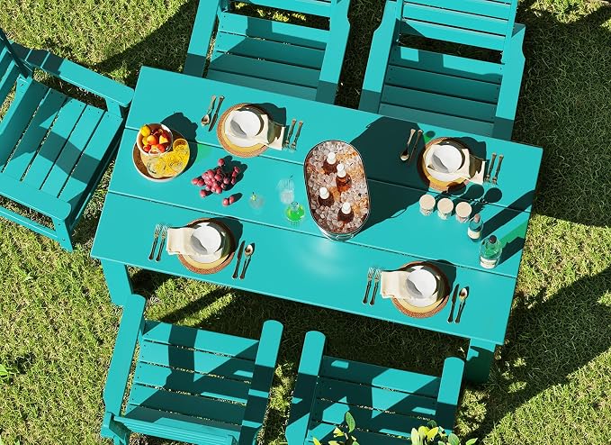 GREENVINES Outdoor Dining Chair | HDPE | Patio Chairs | All-Weather | Aqua - Image 5
