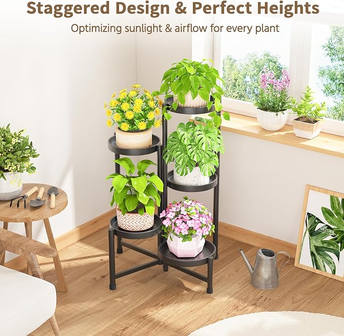 LASZOLA 5 Tiered Folding Tall Plant Stand Indoor - Image 8