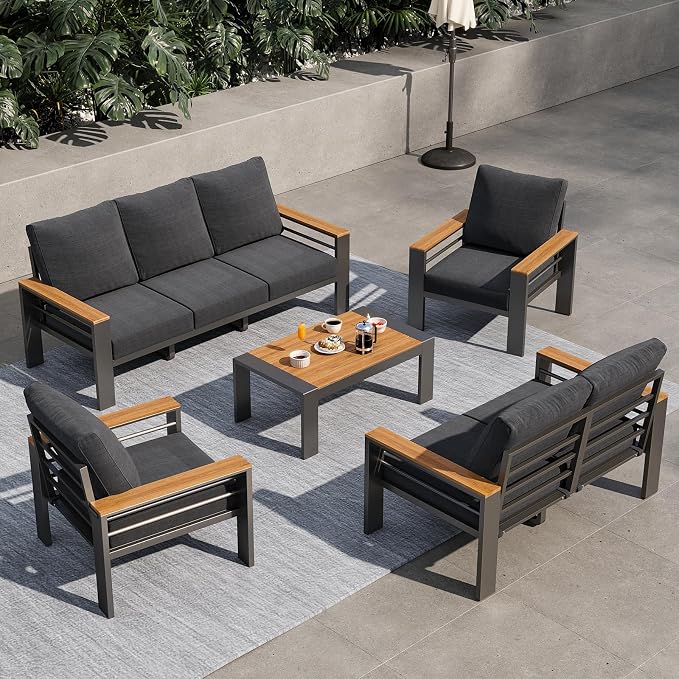 Aoxun Aluminum Outdoor Patio Furniture Set, 7 Seats Outdoor Sectional by Aoxun