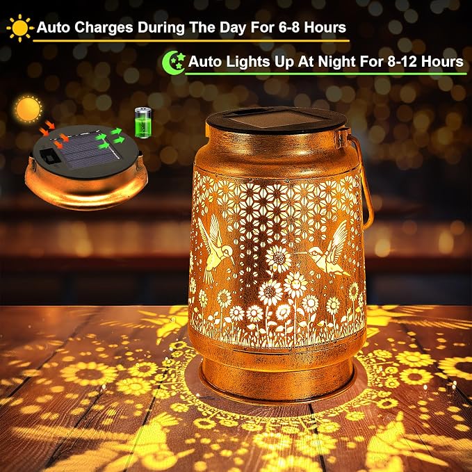 2 Pack Hummingbird Solar Lanterns Outdoor Garden Decor, Gifts - Image 9