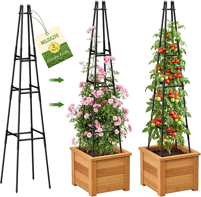 2 Pack Garden Obelisk Trellis for Climbing Plants Outdoor Indoor Pots, Plant by GrowYourGreenParadise