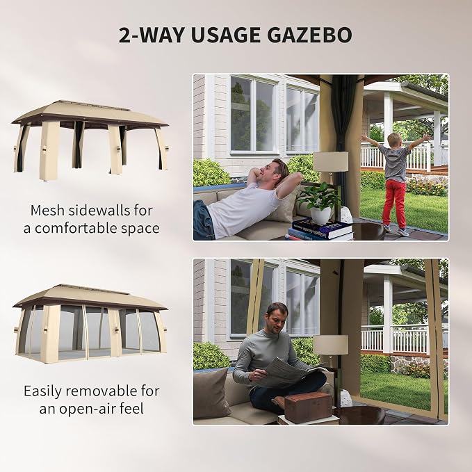 Outsunny 10' x 20' Patio Gazebo, Outdoor Gazebo Canopy Shelter - Image 4