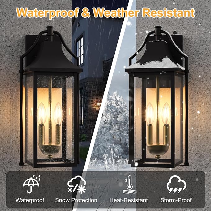  Outdoor Wall Sconce Fixture, Dusk to Dawn Patio Lights Waterproof - Image 7