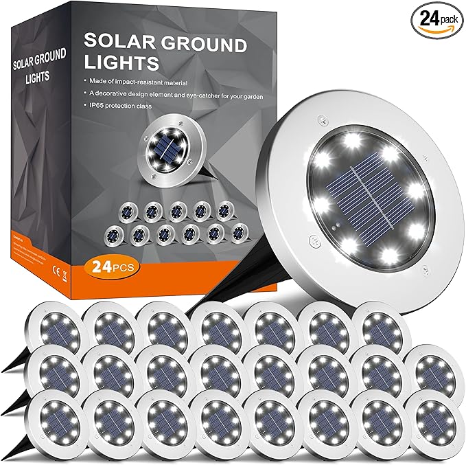 INCX Solar Lights Outdoor Waterproof, 24 Pack Solar Light by INCX