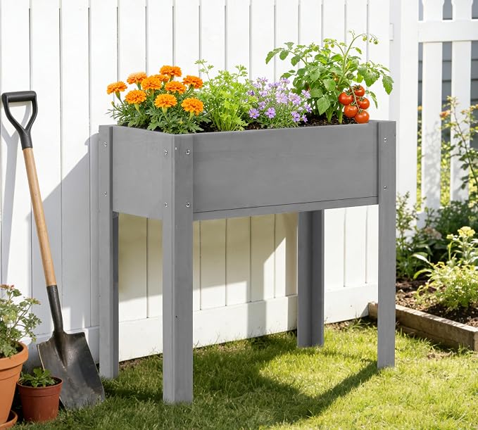 Raised Garden Bed with Legs, Outdoor Wood Elevated Planter Box, Thick Legs - Image 7