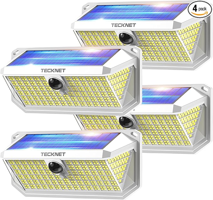 TECKNET 461 LED Solar Powered Outdoor Lights, 270° Angle & 3 Lighting Modes by Tecknet