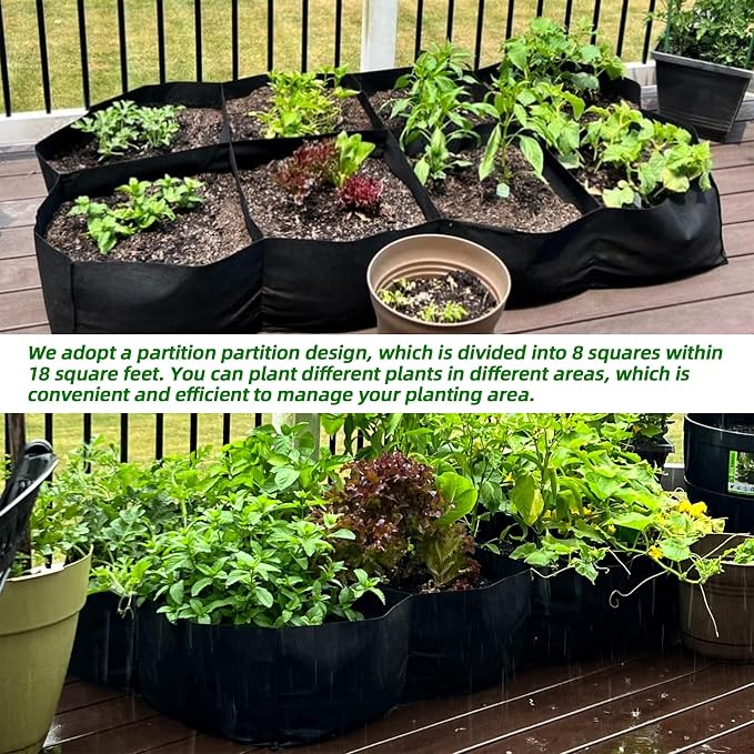 CJGQ 2 Pack Fabric Raised Garden Bed 6x3x1ft Garden Grow Bed Bags - Image 3