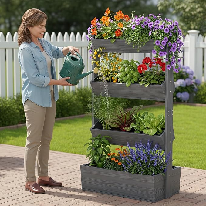 Wooden Vertical Raised Garden Bed, 4 Tier Garden Planters Raised Beds - Image 5