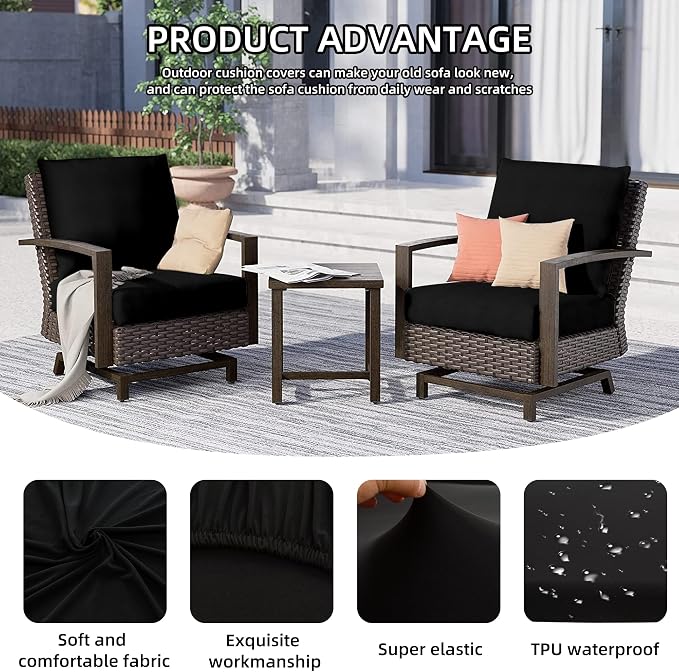 8Pcs Outdoor Cushion Covers, Patio Cushion Covers, Stretch Elastic Slipcovers - Image 3