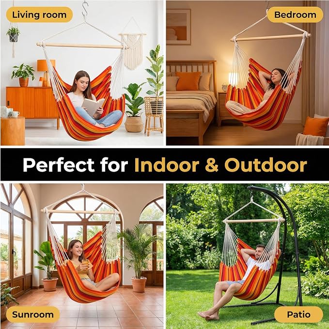 ADVOKAIR Hammock Chair Swing, Heavy-Duty Hanging Rope Swing Seat Supports 500 - Image 5