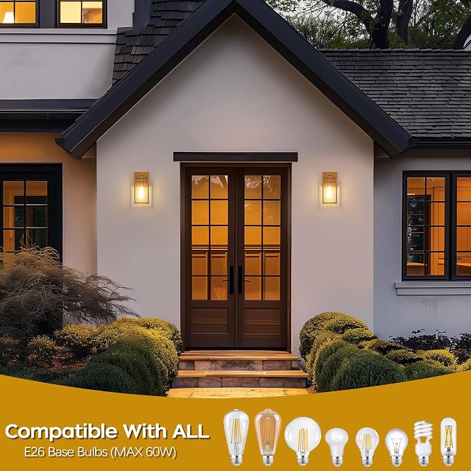 WIHTU Gold Dusk to Dawn Porch Lights, Exterior Lighting Fixtures - Image 4