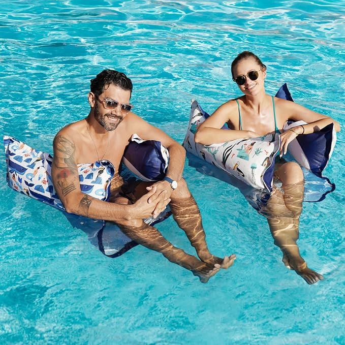 FindUWill 2-Pack Fabric Pool Floats, Inflatable Water Hammocks, XL Large Pool - Image 4