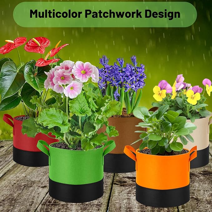 7 Gallon Fabric Grow Bags 5-Pack, 350G Heavy Duty Nonwoven Plant Pots - Image 6