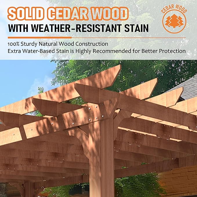 MUPATER 12' x16' Wooden Pergola Kit - Image 4