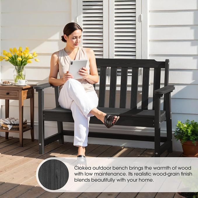 Ciokea 49" Heavy Duty Outdoor Bench, HDPE Weatherproof Porch Benches, Durable - Image 5